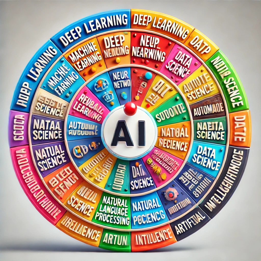 AI Spin wheel, collage of words